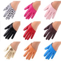 Women Nightclubs Stage Performance DS Punk Style Half Palm Leopard Print Solid Leather Gloves Fashionable Personality Hip Hop