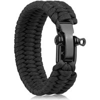 Survival Bracelet,Tactical Paracord Bracelet with Forged Stainless Steel U-Type Shackle Connection Three-Holes Adjustable