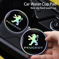 2Pcs Car Emblem Coaster Water Cup Pad Color Anti-Slip Mat For Peugeot 408 308 5008 208 2008 3008 Landtrek Rifter 508 301 108 608