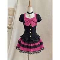 Summer Sweet Kawaii Elegant 2 Piece Set Womne Y2k Polka Dot Design Vintage Mini Skirt Suit Female Chic Korean Popular Clothes