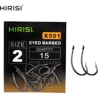 15 stücke PTFE Beschichtet High Carbon Edelstahl Stacheldraht Angelhaken Mit Auge Karpfen Angeln Zubehör X501