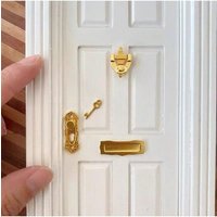 1set of miniature door metal decoration accessories for dollhouse:mini simulated door lock,key,door ring dollhouse decoration