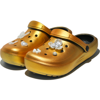 Gold fashion ladies' clogs charm, Lightweight Two-way Wear Garden shoes, Comfortable Women's Non-slip Beach shoes 666
