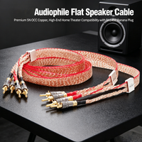 Hifi Flat Speaker Cable 5N OCC Copper Loudspeaker Wire Self-Locked Banana Plug Hifi Audio Cable With Foil Shield Home Cinema KTV