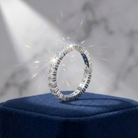 Full Eternity Moissanite Ring, 925 Sterling Silver, D Color VVS1, Full Pave, Daily Stackable, Unisex, Pass Diamond Tester