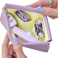 Mini PU Purse Bag Automatic Closed Portable Storage Bag Separate Earphone Charging Cable Storage Bag Zero Wallet Coin Lipstick