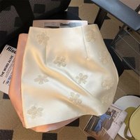 MEXZT Elegant Pink Mini Skirt Women Vintage Floral Beading Hip Wrap Skirts Summer Ladies Korean High Waist Design A Line Faldas