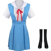 Ayanami Rei Cosplay Dress with Socks Asuka Langley Sohryu School Uniform Ayanami Rei Outfits for Anime Comic Con Asuka Cosplay