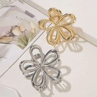 Korean Metal Hollow Floral Hair Claw Gold Silver Clips Women Elegant Hollow Updo Hair Clips Girls Headwear Hair Accessories