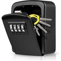 Black/Gold/Silver Metal Key Lock Box Outdoor Wall Mounted Key Holder Organizer 4 Digit Combination Security Storage Secret Box