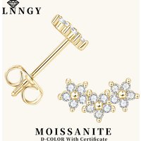 Lnngy Zertifizierte Moissanit-Ohrstecker Niedliche Blumen-Knorpel-Ohrringe für Frauen Exquisiter Fünfzackiger Stern Ohrschmuck Geschenk