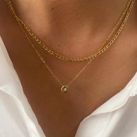 Peri'sbox Minimalist Thin Chain Shiny Rhinestone Pendant Necklace for Women Fashion Stackable Stainless Steel Waterproof Jewelry