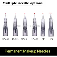 10pcs 0.18/0.25/0.3/0.35mm 1R round liner 1P cartridge tattoo needles for digital permanent makeup eyebrow machine