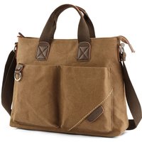 MATE ELAN Canvas Men 15.6 Inch Laptop Handbag Retro Shoulder Messenger Bag Vintage Solid Color Large Capacity Computer Briefcase