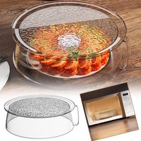 Microwave Splatter Cover 2-in-1 Food Grade PC Heat Resistant Food Cover Guard with Handle Dustproof Kitchen Accessories