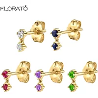 Crystal Dangle Stud Earrings 925 Sterling Silver Needle Small Earrings for Women Fashion Party Wedding Females Jewelry Gifts