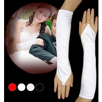 Bride's Mid-Length Hook Fingerless Glove Satin Wedding Dress Sleeveless Smooth Finish Gloves for Brides
