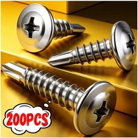Stainless Steel Self-tapping Screws Self Drilling Screw Metal Round Washer Flat Head Cross Phillips Fasteners for Wood Sheet