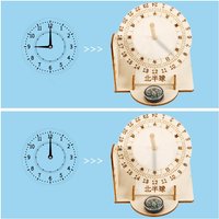 1Set DIY Equatorial Sun Sundial Clock Wooden Building Scientific Model Handmade Educational Toys for Kids Desk Accessories
