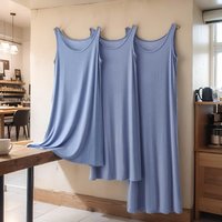 Lightweight Loose Women's Sleep Dress Vest Skirt Home Clothes round Neckline Sleeveless Mid-length Summer Casual Inner Wear