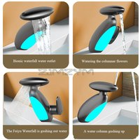 4Modes Outlet LED Basin Faucet 360° Rotatable Pulled Out Tap Temperature Sensitive Sink Faucets Drip-proof Hot Cold Switch Mixer
