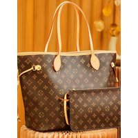 Spring 2026 New Women's Large Capacity Floral Tote Bag Shopping Bag Handbag Luxury Single Shoulder Bag Soft Leather PVC Material
