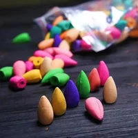 40/60Pcs Backflow Incense Cones Mixed Natural Scents for Waterfall Burner Yoga Aromatherapy