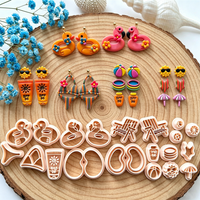 Summer Beach Chair Pool Party Polymer Clay Cutters Cartoon Sunshine Swim Ring Bikini Pottery Clay Earring Jewelry Making Tools