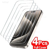 4Pcs Tempered Glass For iPhone 16 15 14 13 12 11 Pro Max Mini Screen Protector For iPhone X XR XS Max 7 8 Plus Protective Glass