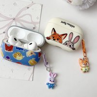 Zootopia Judy Nick Cute Cartoon with 3D Doll Keychain Headphones Case for AirPods 1 2 3 4 Pro Pro2 Pro3 Shockproof Cover