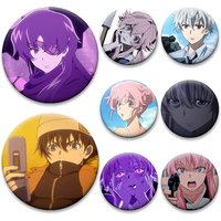 Anime Future Diary Brooches on Backpack Accessories Round Cartoon Badge Gasai Yuno Amano Yukiteru Enamel Pins Jewelry Gifts