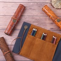 Retro Luxury PU Leather Pencil Case Retro Treasure Map Creative Design Large Capacity School Office Stationery Supplies Roll Bag