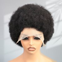 Afro Kinky Curly Human Hair Short Pixie Cut Wigs 13x4 Lace for Women Short Curly Pixie Remy Wig 6 Inch Black Color 180% Density