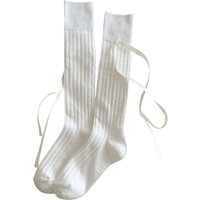 Long Women's Socks High Quality Solid Color Bow Sweet Knee High Socks girl Brew Thin Soft Cute Ladies Stockings Striped Comfy