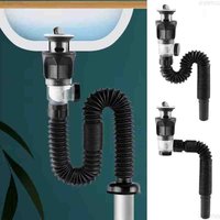 Kitchen Household Bathroom Sink Drain Pipe Set with Wall Mount Strainer Basket Odor Proof Drainage Accessory Stainless Steel