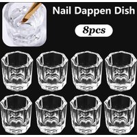 Nail Crystal Glass Nail Cup Acrylic Clear Small Octagonal Powder Liquid Nail Cup Nail Brush Cleaning Liquid Mixing Bowl Tool