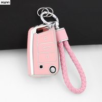 TPU Car Flip Key Case Cover Shell For VW Volkswagen Golf 7 MK7 Tiguan MK2 For Seat Ateca Leon FR 2 Ibiza Skoda Octavia Keychain