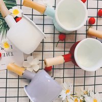 Enamel Japanese Single Handle Mini Milk Pot Baby Supplemental PotSoup Bowl Butter Pot Coffee Milk Cups