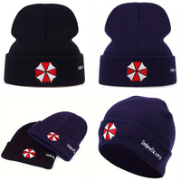 Adult Outdoor Residents Evils Protective Umbrella Knitted Plush Hat Umbrella Corporation Symbol Warm Cap Cosplay Unisex Costume