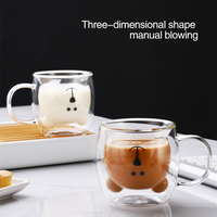 201-300ML Double Wall Glass mug Creative Cute Bear Coffee Mugs Milk Juice Tea Mug Cup Valentine's Day Child Lover Christmas Gift