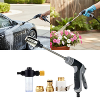 NEW Car Wash High Pressure Sprinkler Water Gun Adjustable Car Wash Hose Sprayer With Foam Bottle & Adapters Auto Cleaning Tool