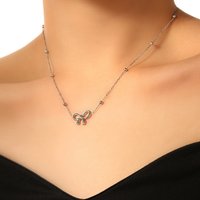 ANENJERY 316L Stainless Steel Bowknot Necklace Bracelet Ring Earrings For Women Simple Temperament French Jewelry Set Gifts