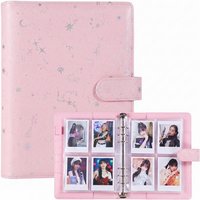 Kpop Photocard Binder Cover 6 Ring A5 Photo Album with 25 Pack 4-Pocket Card Pages PU Leather Card Album for Organizing Card