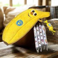 1PC Cute Cartoon Banana Pencil Case, Plush Storage Bag, Makeup Bag, Creative And Humorous Gift, Stationery Bag For School