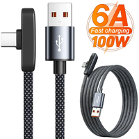 100W Cable USB-C To Type-C 10A Super Fast Charging Cable Right Angle 90° Data Cord Phone Charging Data Cable Convenient Gaming