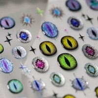 Punk Style Y2K Cat's Eye Snake's eyes Nail Stickers Gaze Cross Dragon Eye Nail Art Decal Design Manicure Tool Nail Art Slider De