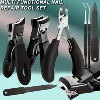 7pcs Professional Heavy-Duty Toenail Clipper Set for Ingrown & Thick Toenails, Stainless Steel Concave Blade, Modern Style