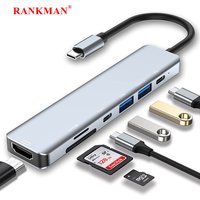 USB C Hub Splitter to 4K HDMI-Compatible USB 3.0 Type C Adapter SD TF Docking Station for MacBook iPad Samsung S22 Dex Laptop