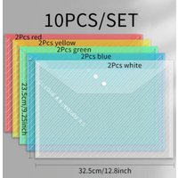 10 Pieces A4 Twill Waterproof Snap Buckles Large Capacity Office Materials Student Test Paper Bags Transparent File Bags