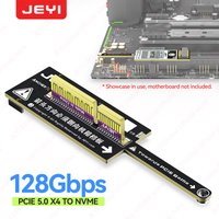 JEYI Flat PCIe 5.0 x4 to NVMe Adapter Card 128Gbps Compact Mini Design No GPU Obstruction Only M.2 2280 NVMe SSD for PCIe 4.0
